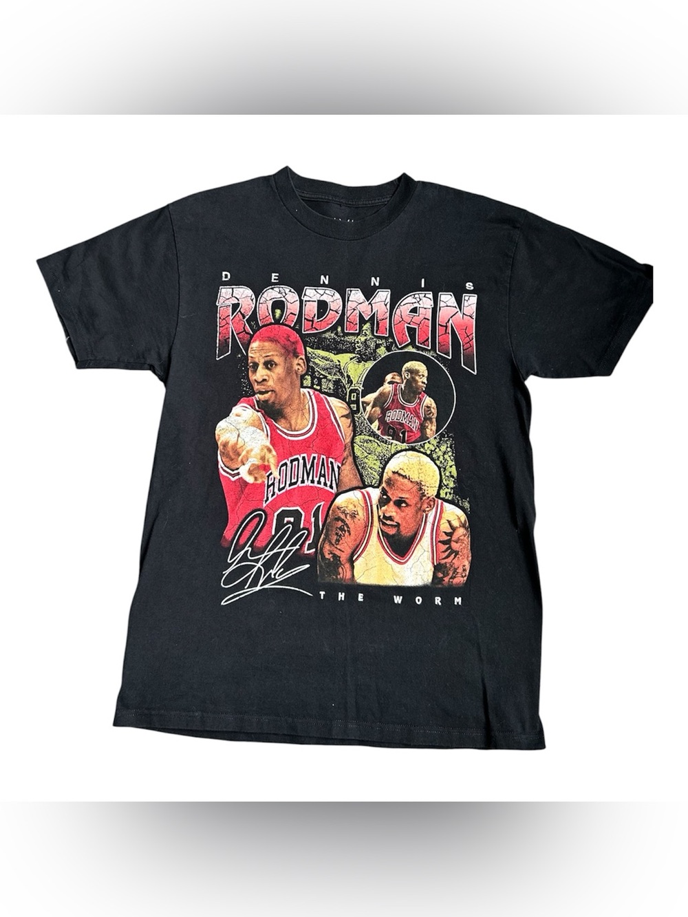 Dennis Rodman NBA t-shirt. Size Medium

Pit to pit: 19”
Length: 28”